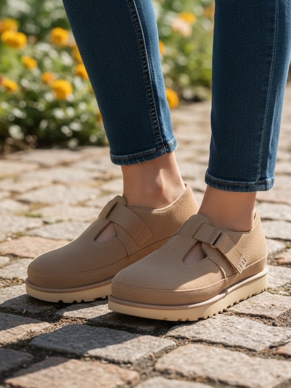 UGG Women’s Neutral Sand Goldenstar Mary Jane Slip-On Clogs